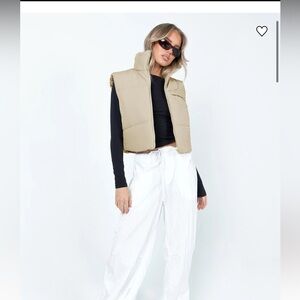 Princess Polly Cream Puffer Vest